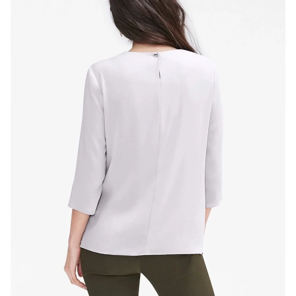 MM.LaFleur The Bourgeois Blouse Small Lavender Asymmetrical Draped Blouse